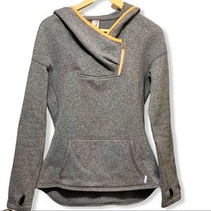 Stio Sweetwater Hooded Pullover Sweatshirt Small Gray Pouch Pocket Thumb Hole